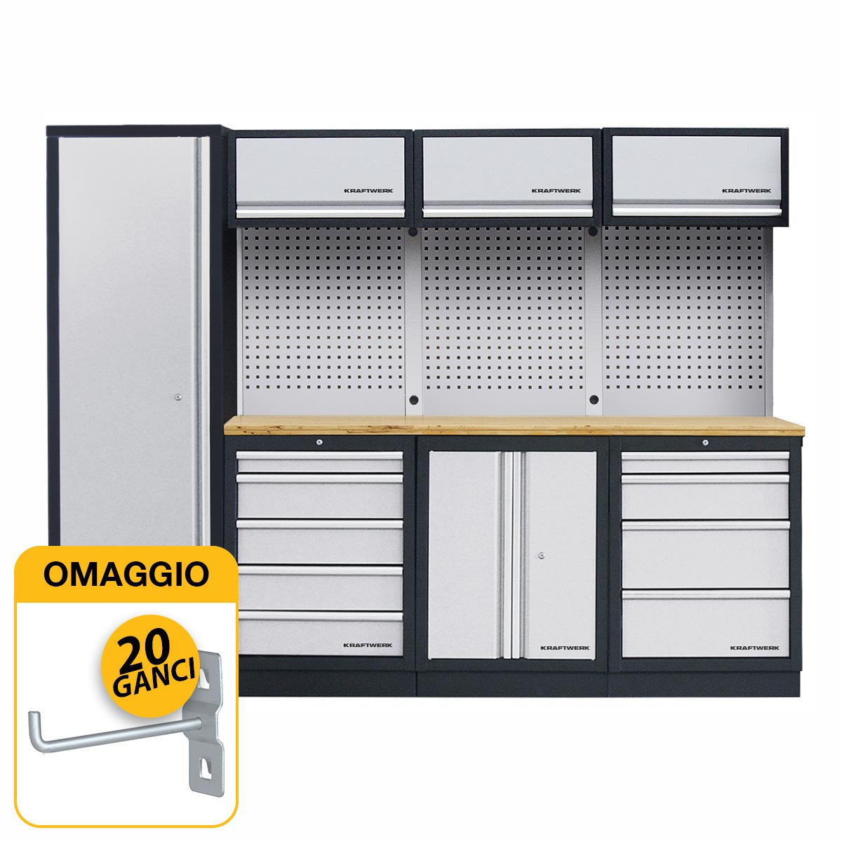 Kraftwerk 3964B - Arredamento officina a 4 elementi con piano in legno
