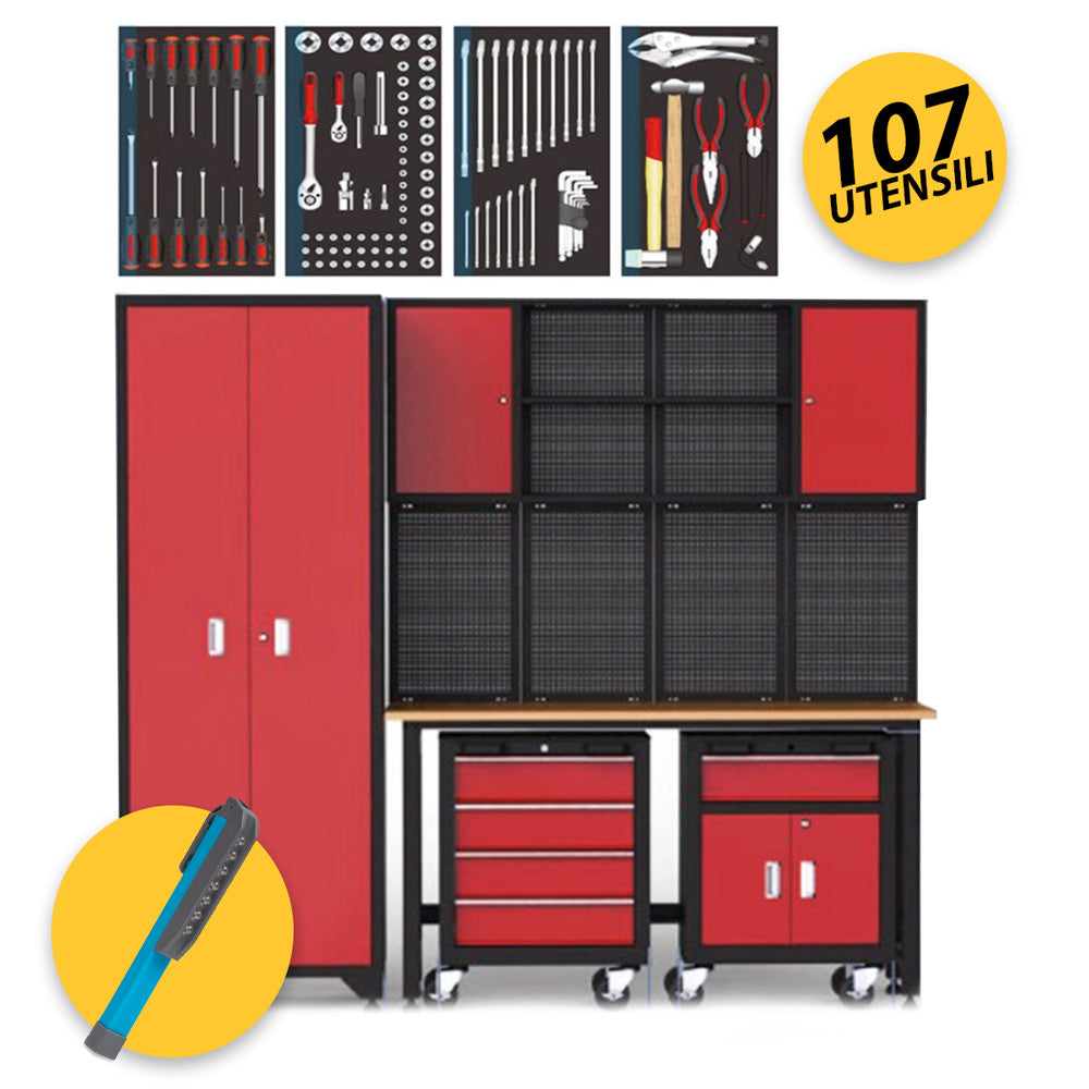 MarcoTools 05.088.142 - Arredamento modulare per officina completo di 107 utensili