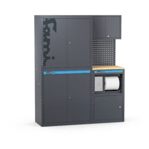 Fami 391G03 - Arredamento arredo per officina con armadi a 2 ante e modulo di servizio