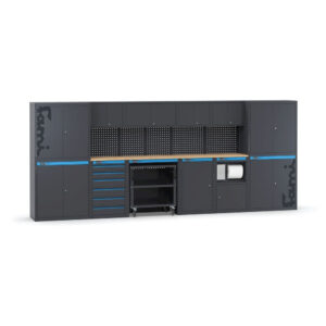 Fami 391G13 - Arredo officina con armadi ad anta, cassettiera, carrello e modulo di servizio