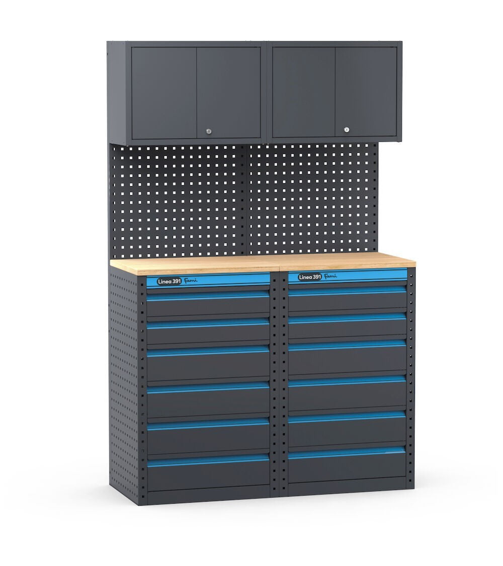 Fami 391G05 - Arredamento arredo officina con cassettiera e armadio a 1 anta