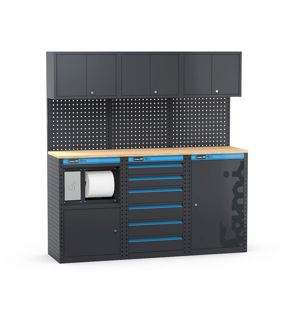 Fami 391G10 - Arredamento arredo da officina con modulo di servizio, cassettiera e armadio a un' anta