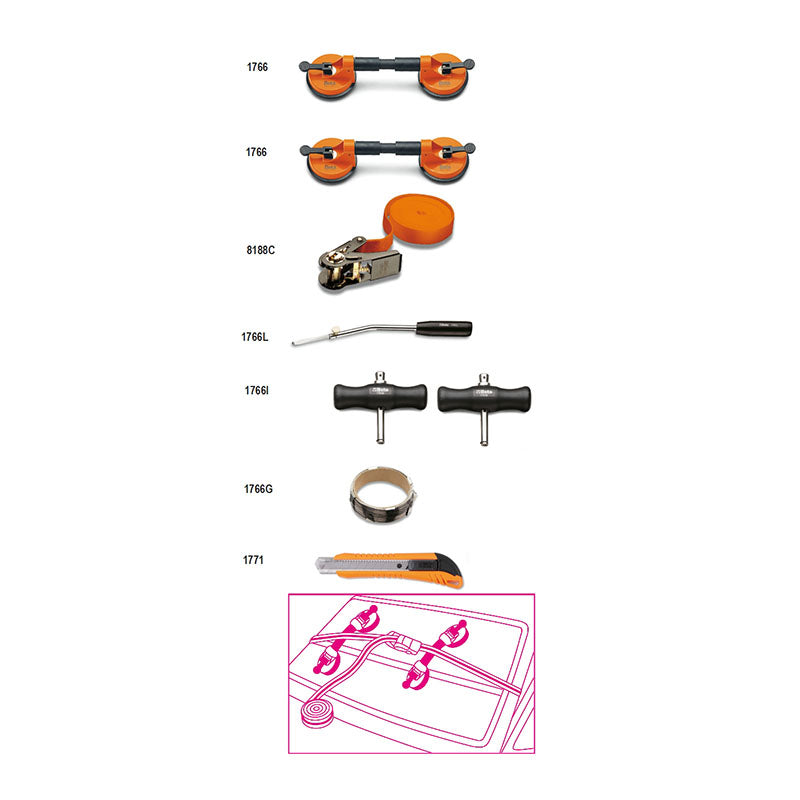 Beta 1766/8 - Assortimento di 8 utensili per cristalli auto