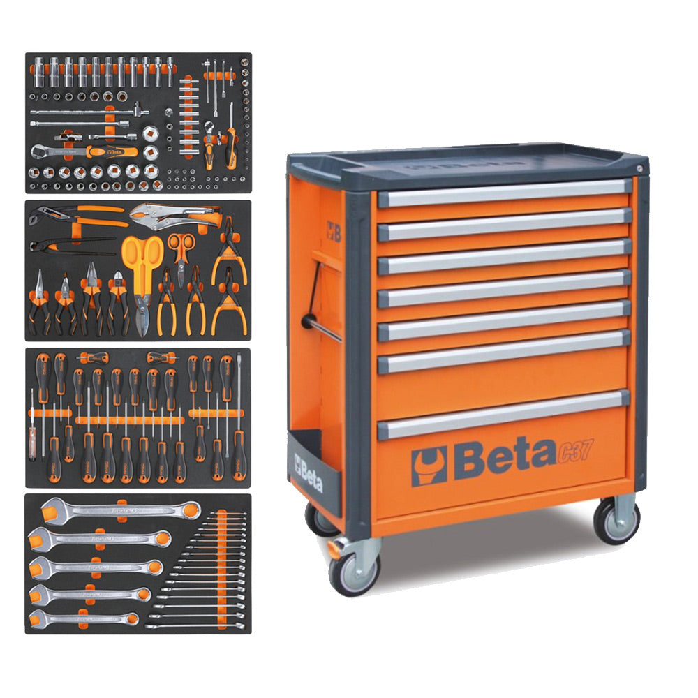 Beta 3700 O7/5M - Cassettiera carrello attrezzi 7 cassetti completo di 181 utensili
