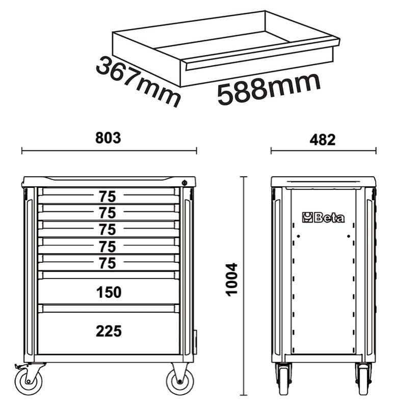 Beta 3700 O7/5M - Cassettiera carrello attrezzi 7 cassetti completo di 181 utensili - Image 2