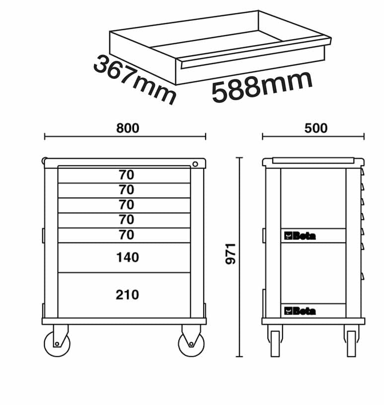 Beta 3900 O7/5M - Cassettiera carrello portautensili C39 con 7 cassetti + 181 utensili - Image 3