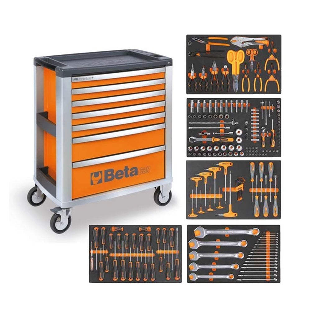 Beta 3900 O7/5M - Cassettiera carrello portautensili C39 con 7 cassetti + 181 utensili