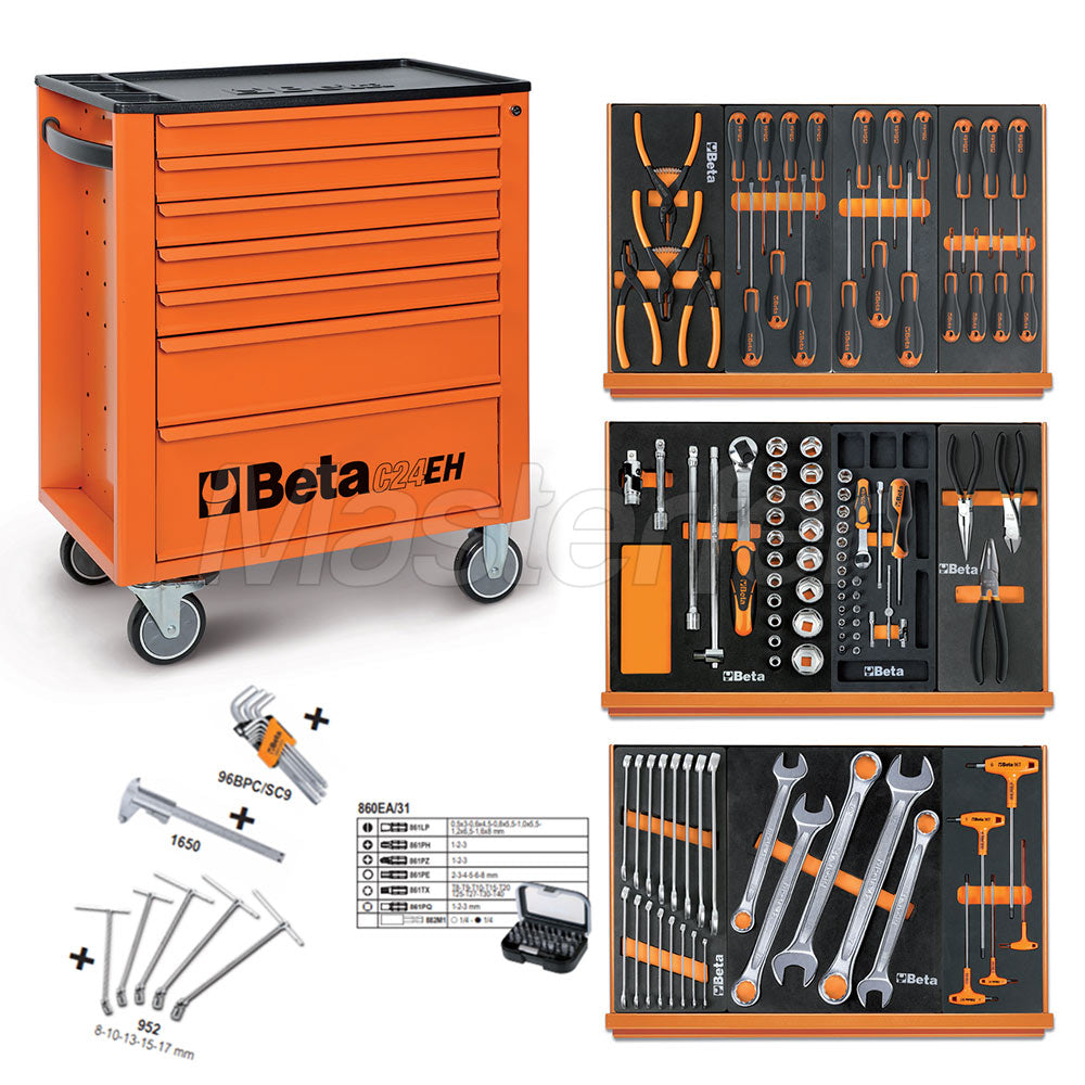 BETA C24EH/VA - Carrello attrezzi per officina completo di 148 utensili, assortimento automotive - Image 2