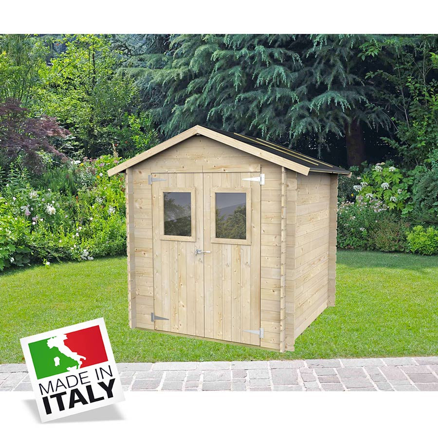 ALCE HOBBY - CASETTA IN LEGNO PORTA DOPPIA FINESTRATA 2 x 2 x 2 M