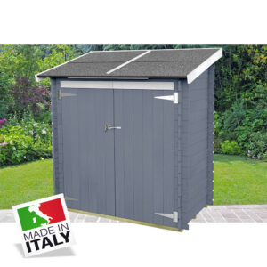 Alce Ambrogio - casetta in legno grigia addossata 155x85 cm porta doppia cieca