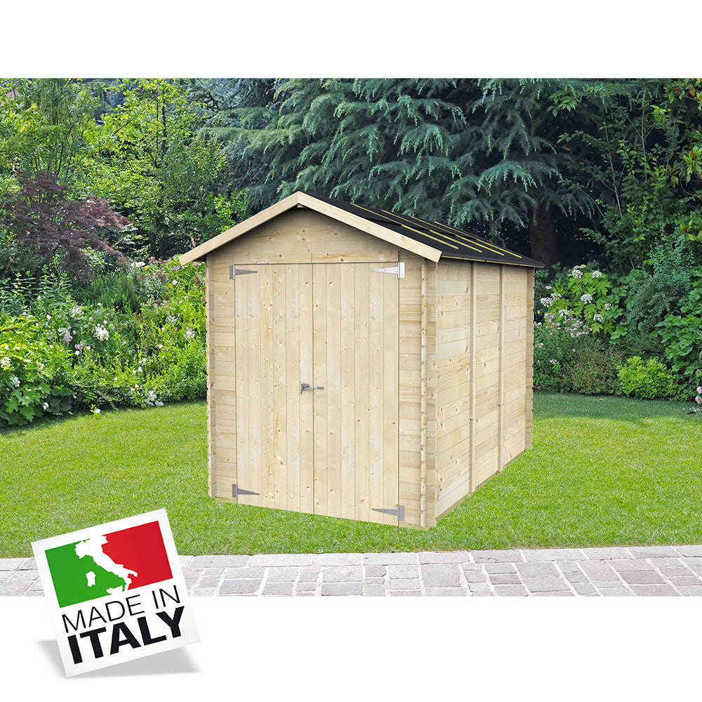 Alce Fiamma - casetta in legno 1,8 x 2,7 m porta doppia cieca
