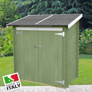 ALCE AMBROGIO - CASETTA IN LEGNO VERDE SALVIA ADDOSSATA 155x85 cm PORTA DOPPIA CIECA
