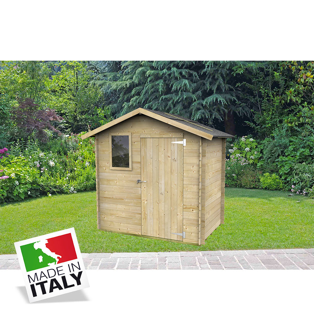 ALCE LIVIA - CASETTA IN LEGNO 2 x 1,3 M PORTA SINGOLA CIECA + FINESTRA - LEGNO NATURALE