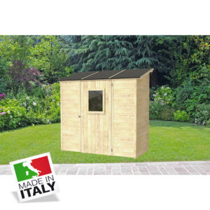 Alce Vaniglia - casetta in legno addossatta 2 x 1 m con porta singola finestrata