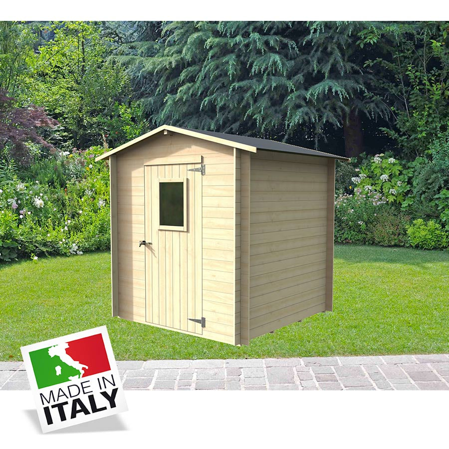 ALCE REGIS - CASETTA IN LEGNO GREZZA 2 x 2 x 2, 2 M PORTA SINGOLA FINESTRATA