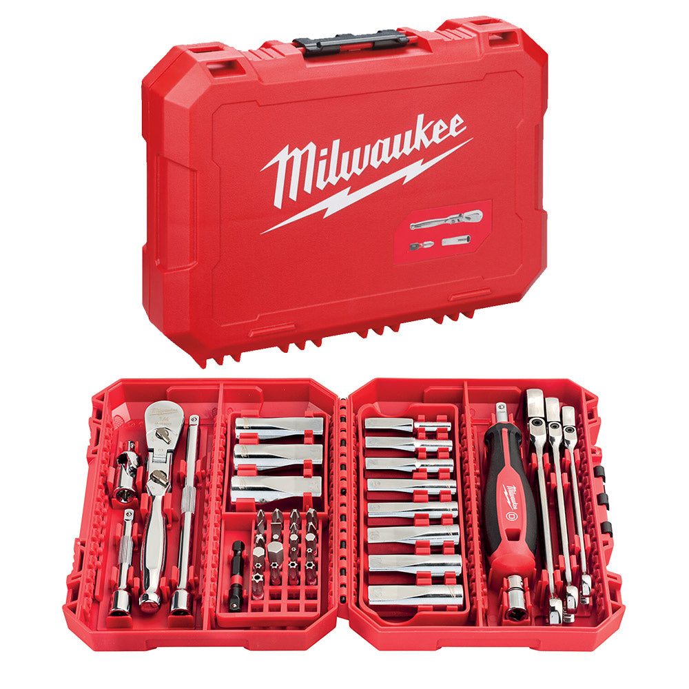 Milwaukee 4932498382 - Cassetta attrezzi con set di inserti, bussole e cricchetto da 1/4