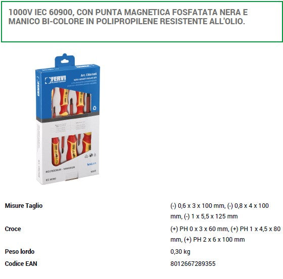 FERVI CI80/006 Serie di 6 giraviti isolati fino a 1000V punta magnetica - Image 2