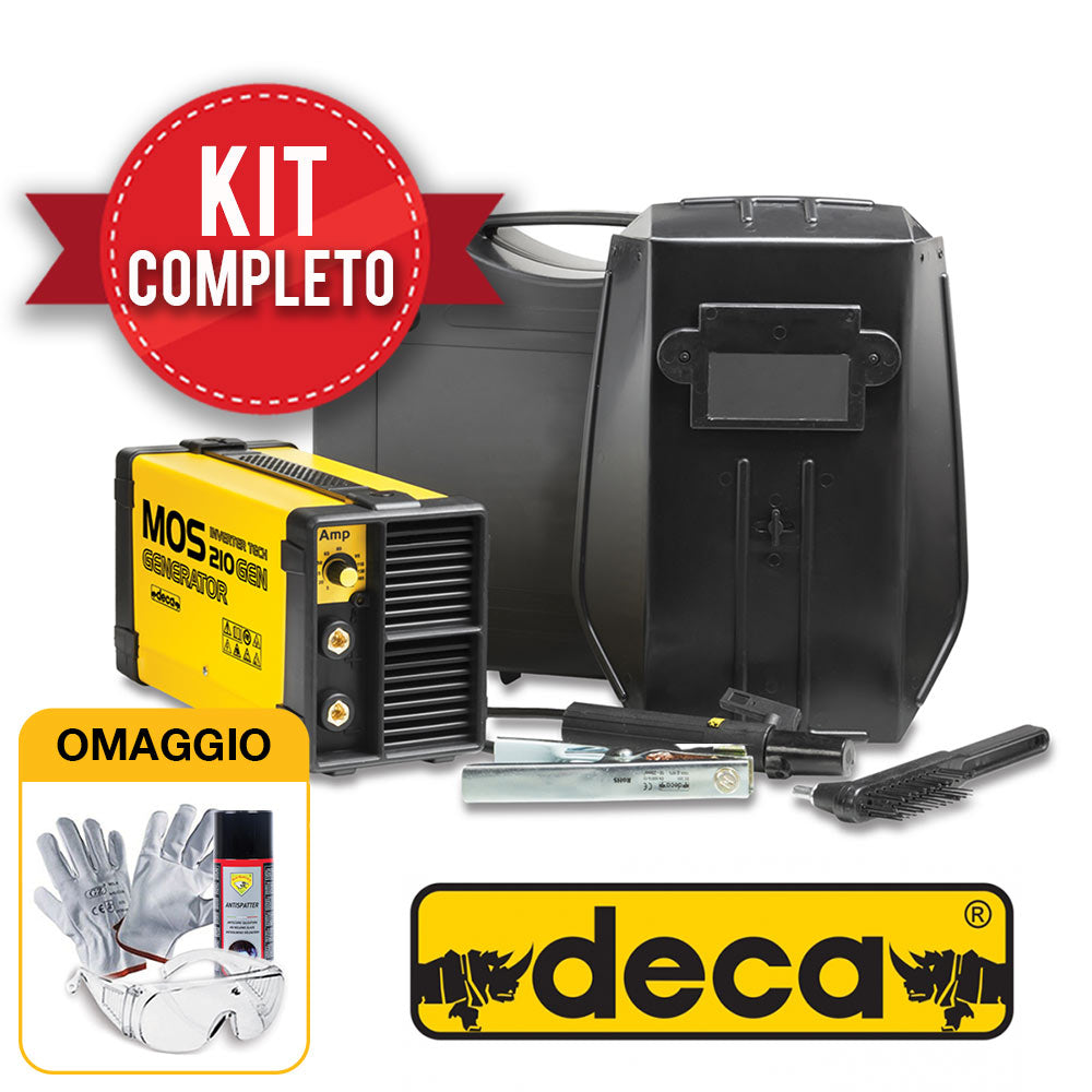 Saldatrice inverter Deca MOS 210 GEN (165 A) con KIT completo pronta all'uso con OMAGGIO