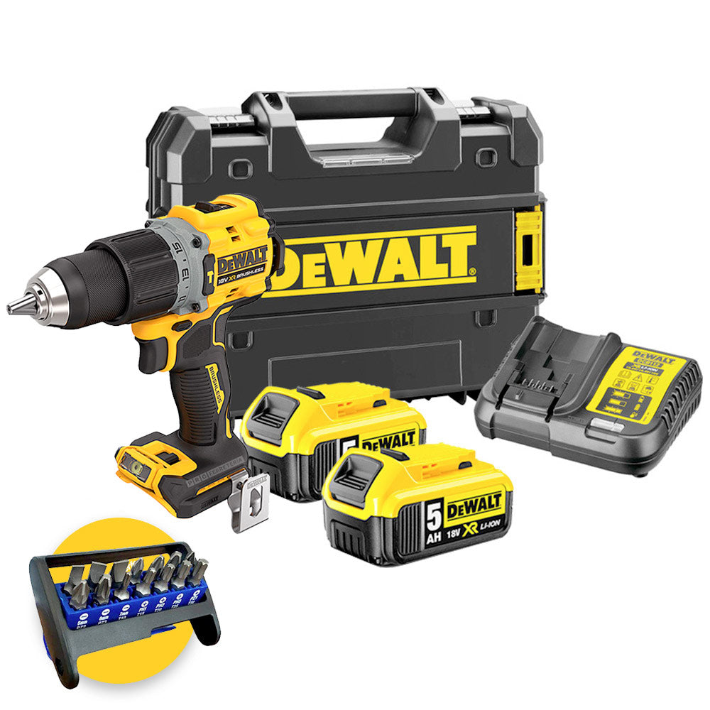 Dewalt DCD805P2T-QW - Trapano avvitatore a batteria 18V - 2 batterie da 5Ah
