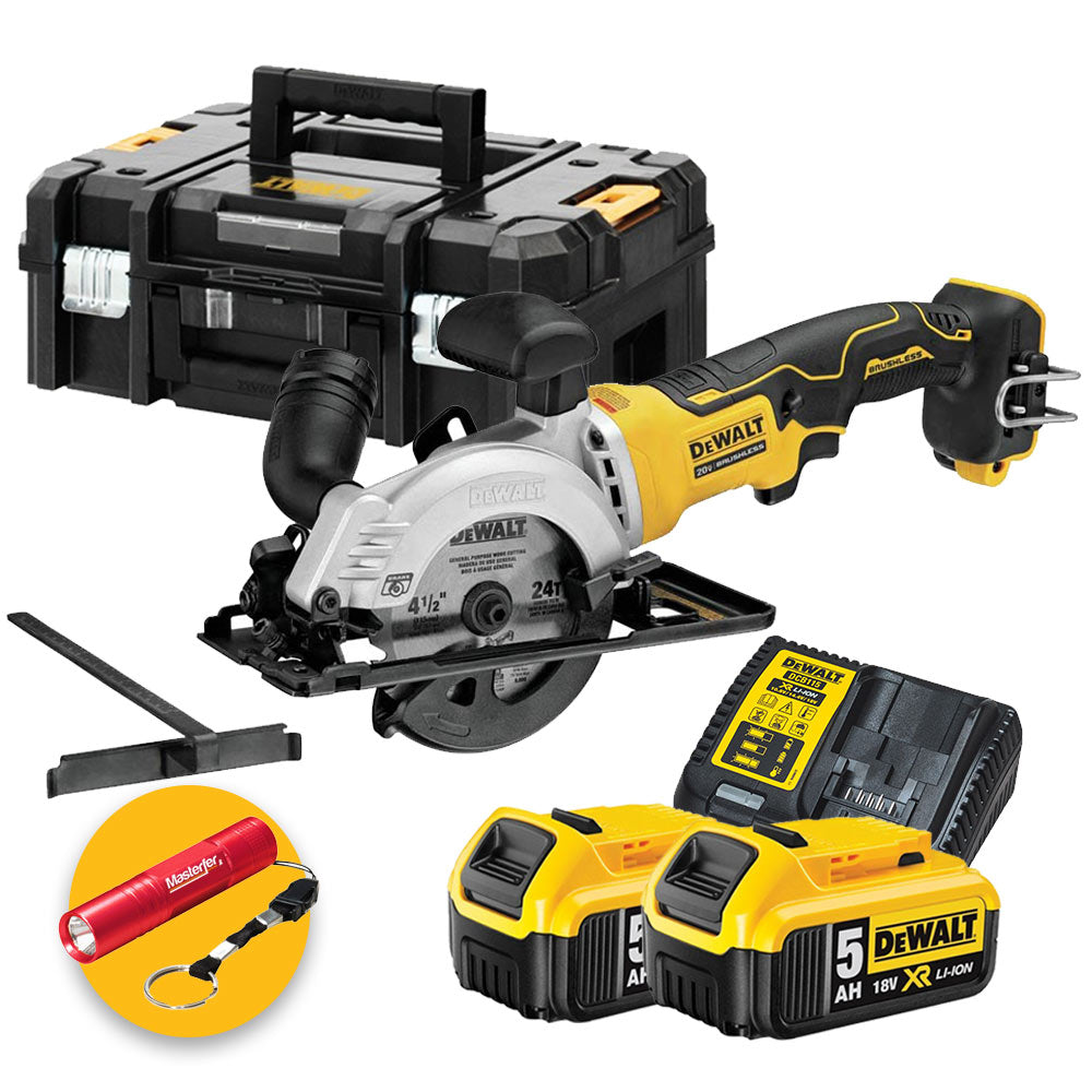 Dewalt DCS571P2-QW - Sega circolare compatta 115mm XR 18V 2x5.0Ah