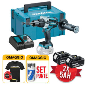 Makita DHP481RTJ - Trapano avvitatore a batteria con percussione, 2 x 5ah in valigetta