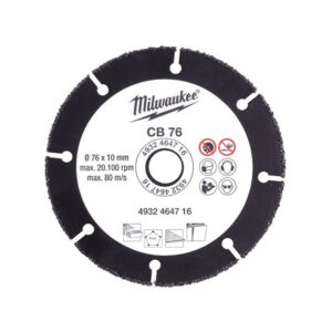 Milwaukee 4932464716 - Disco in carburo da taglio diametro 76 per M12 FCOT