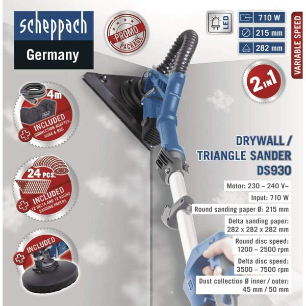 Scheppach DS930 - Levigatrice muro telescopica rotorbitale per cartongesso - Image 3