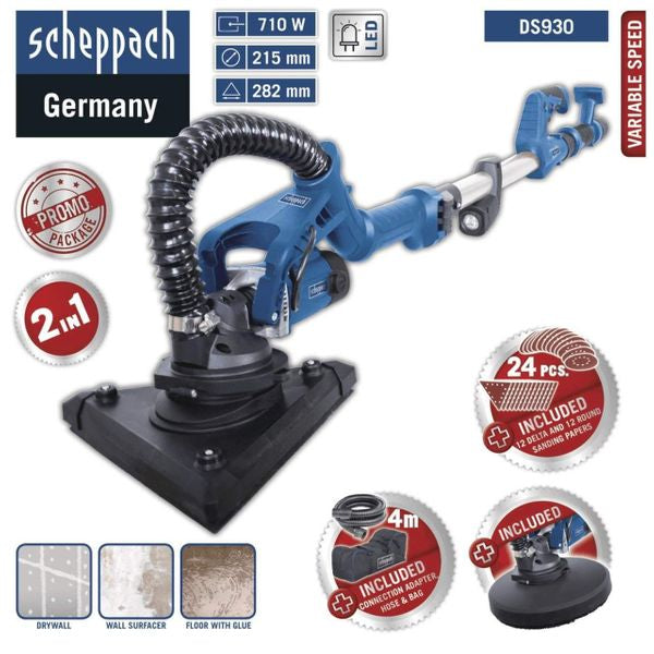 Scheppach DS930 - Levigatrice muro telescopica rotorbitale per cartongesso - Image 4