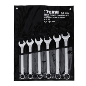 Fervi 0204 - Serie chiavi combinate cromate, lucidate a specchio