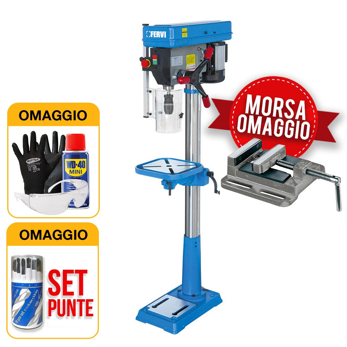 Fervi 0752 - Trapano a colonna con trasmissione a cinghia