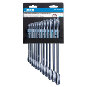 Fervi 0700/12P - Serie chiavi combinate con testa a cricchetto