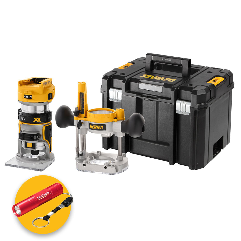 Dewalt DCW604NT-XJ - Elettrofresatrice ad affondamento e a base fissa 18V, solo corpo