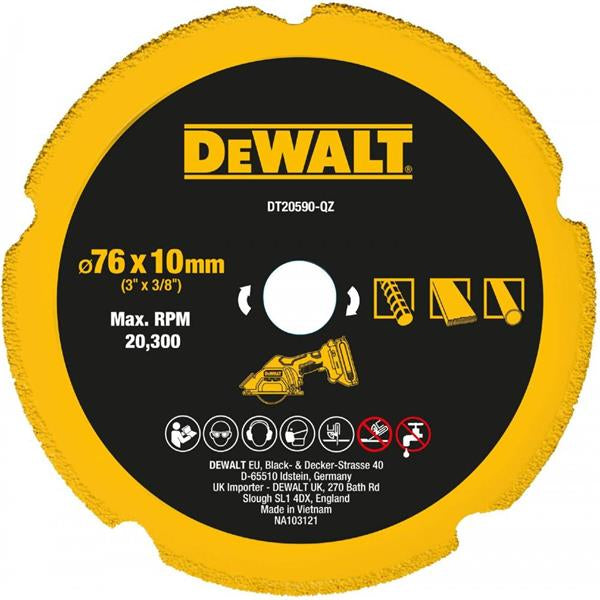 Dewalt DT20590-QZ - Disco diamantato da 76 mm per mini smerigliatrice a batteria DCS438