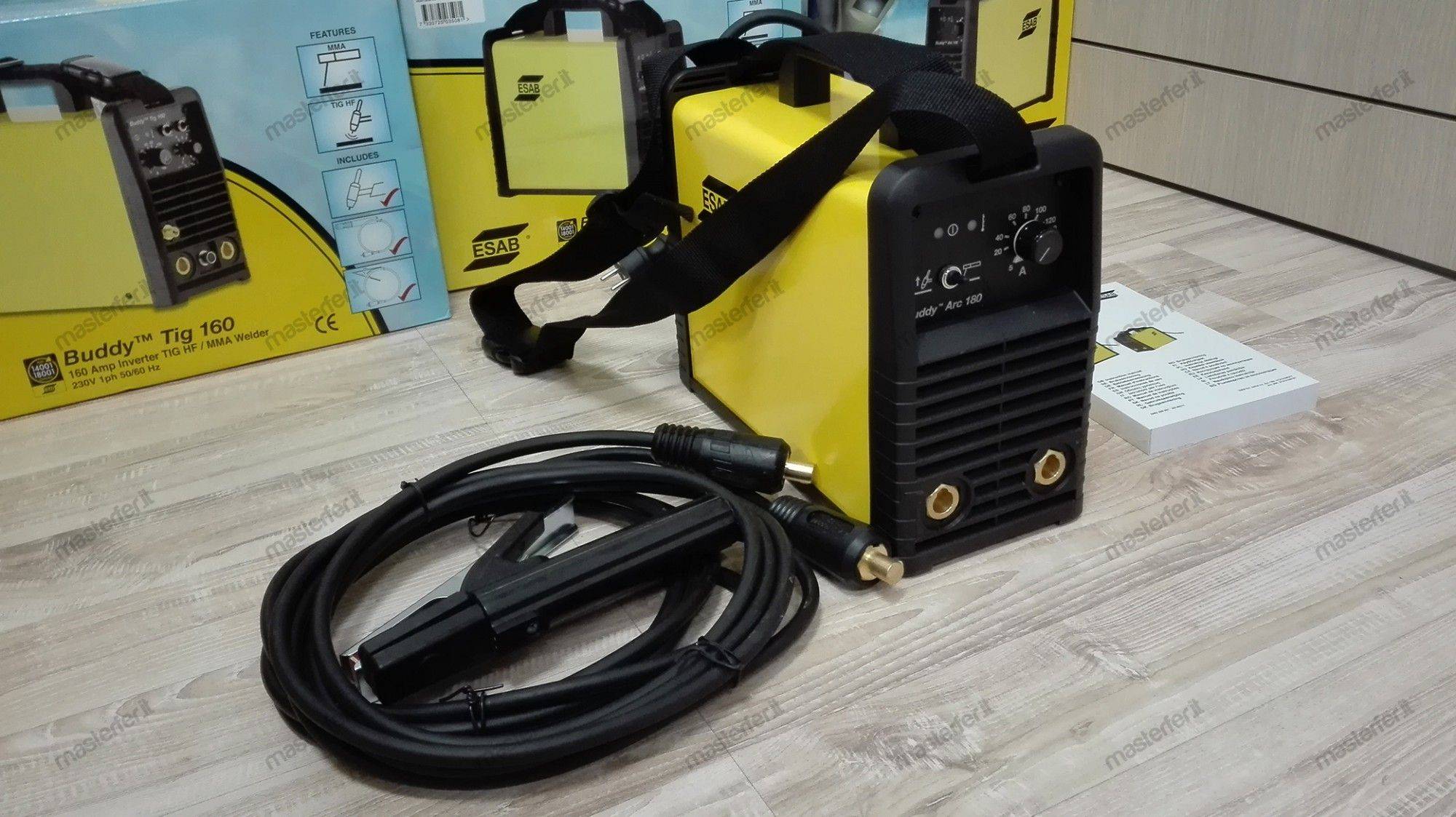 Saldatrice inverter Esab Buddy Arc 180 (180 A) con cavi e pinze pronta all'uso - Image 3