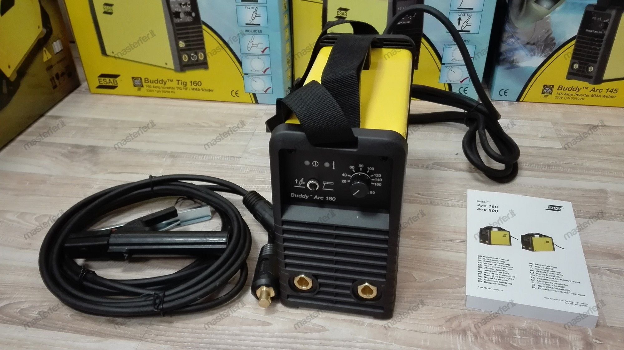 Saldatrice inverter Esab Buddy Arc 180 (180 A) con cavi e pinze pronta all'uso - Image 2