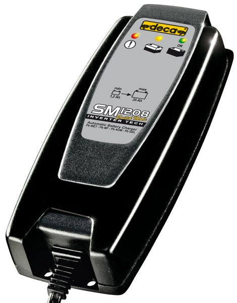 Caricabatterie mantenitore inverter 12V Deca SM 1208 (carica media 0,8 A) - pronto all'uso per batterie moto fino a 35Ah