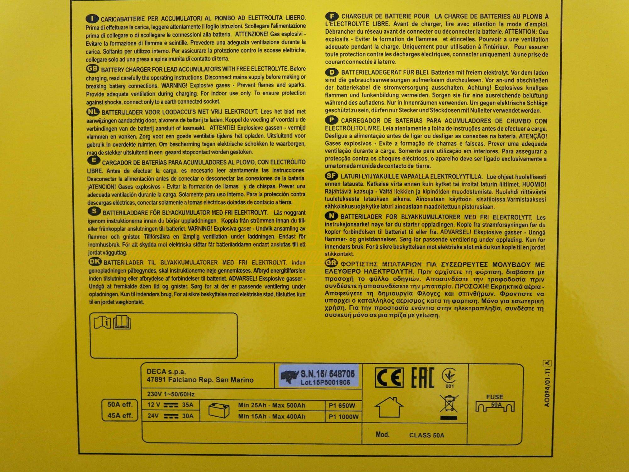 Caricabatterie elettromeccanico 12-24V Deca CLASS 50A (carica 50 A) - Image 3