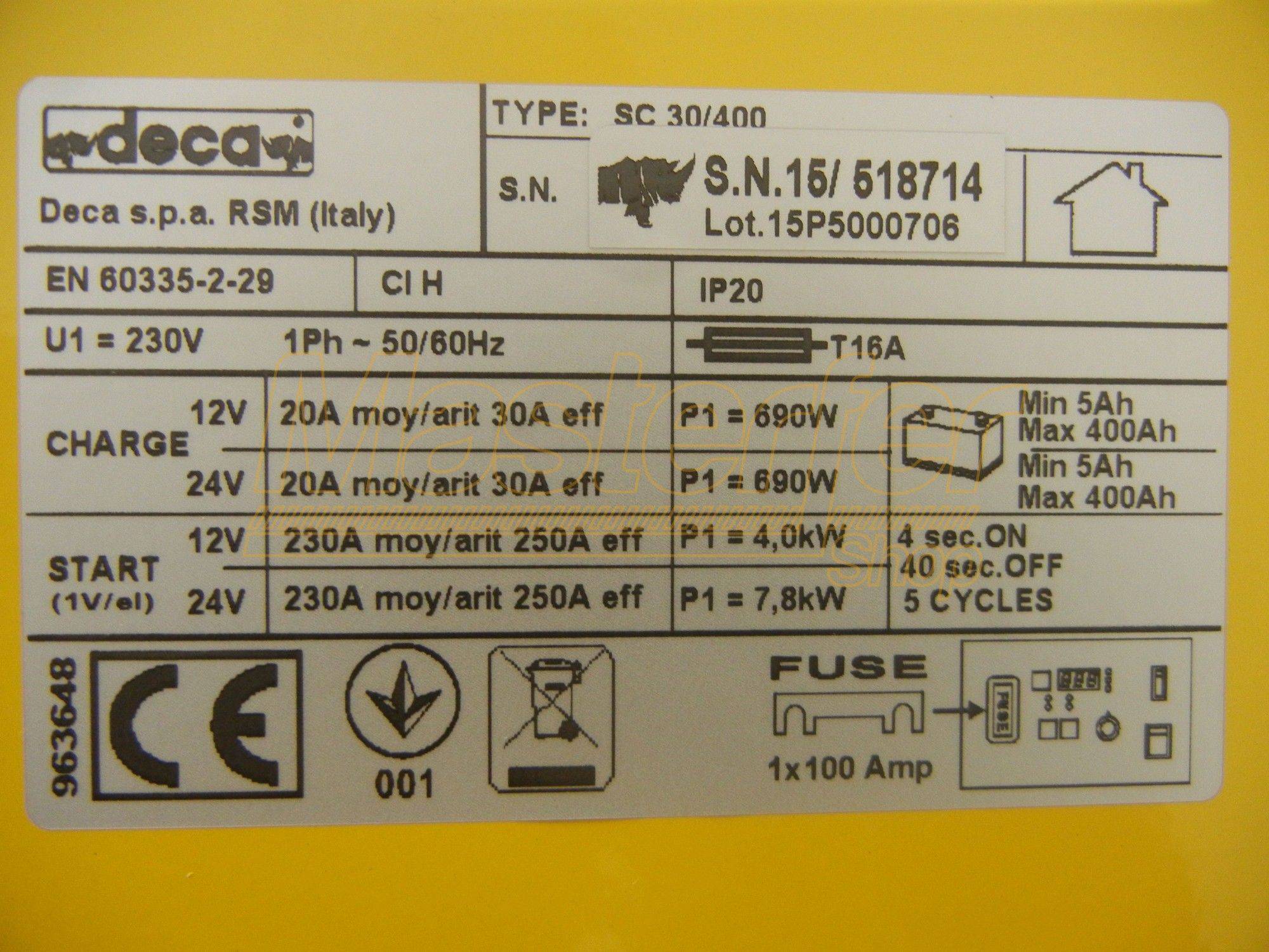 Avviatore caricabatterie mantenitore 12-24V - Deca SC 30/400 (carica 30 A - avviamento 400 A) con Microprocessore - Image 4