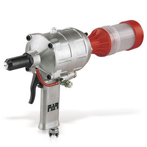 Rivettatrice FAR 83/AX. Macchina pneumatica. Sistema di recupero del chiodo tranciato.