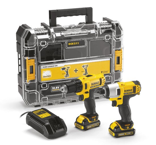 Kit Dewalt 12V 2Ah DCK211D2T - Trapano avvitatore DCD710 + Avvitatore a impulsi 1/4