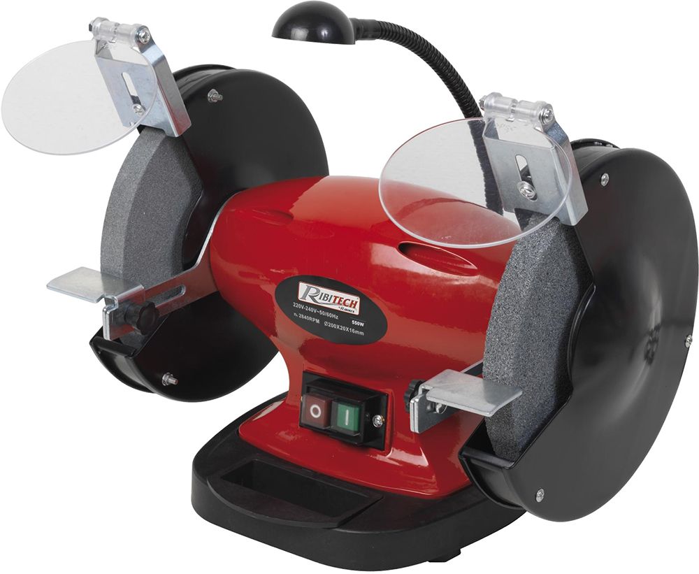Smerigliatrice da banco 550W con 2 mole da 200mm e lampada - Ribimex PRTME200/550