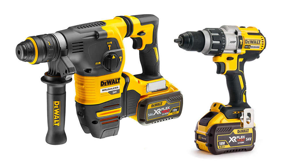Kit tassellatore 54V Dewalt DCH334X2 + trapano a percussione DCD996NT