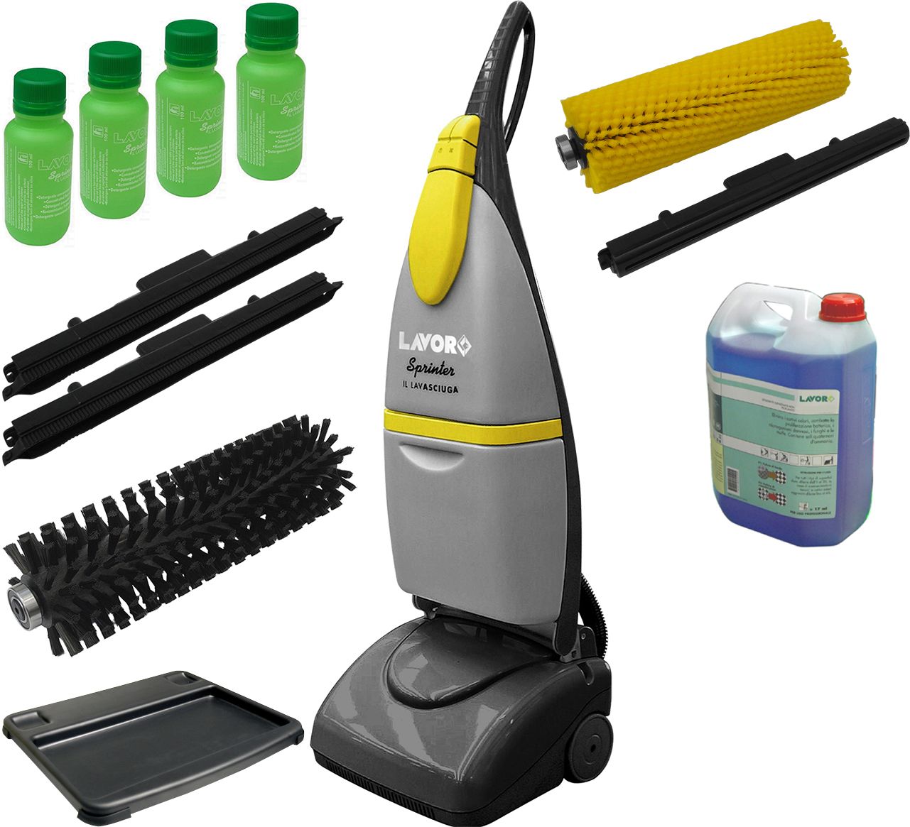 Lavasciuga Lavor PRO Sprinter - lavapavimenti professionale + Spazzola Moquette + Detergente 5lt Lavamoquette