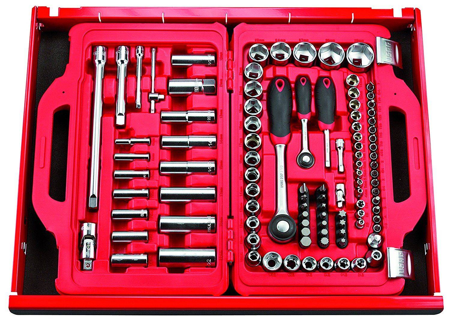 Just Usag 601 1/4-1/2 J100 Cassetta attrezzi con bussole esagonali e torx (100 pz) - Image 2