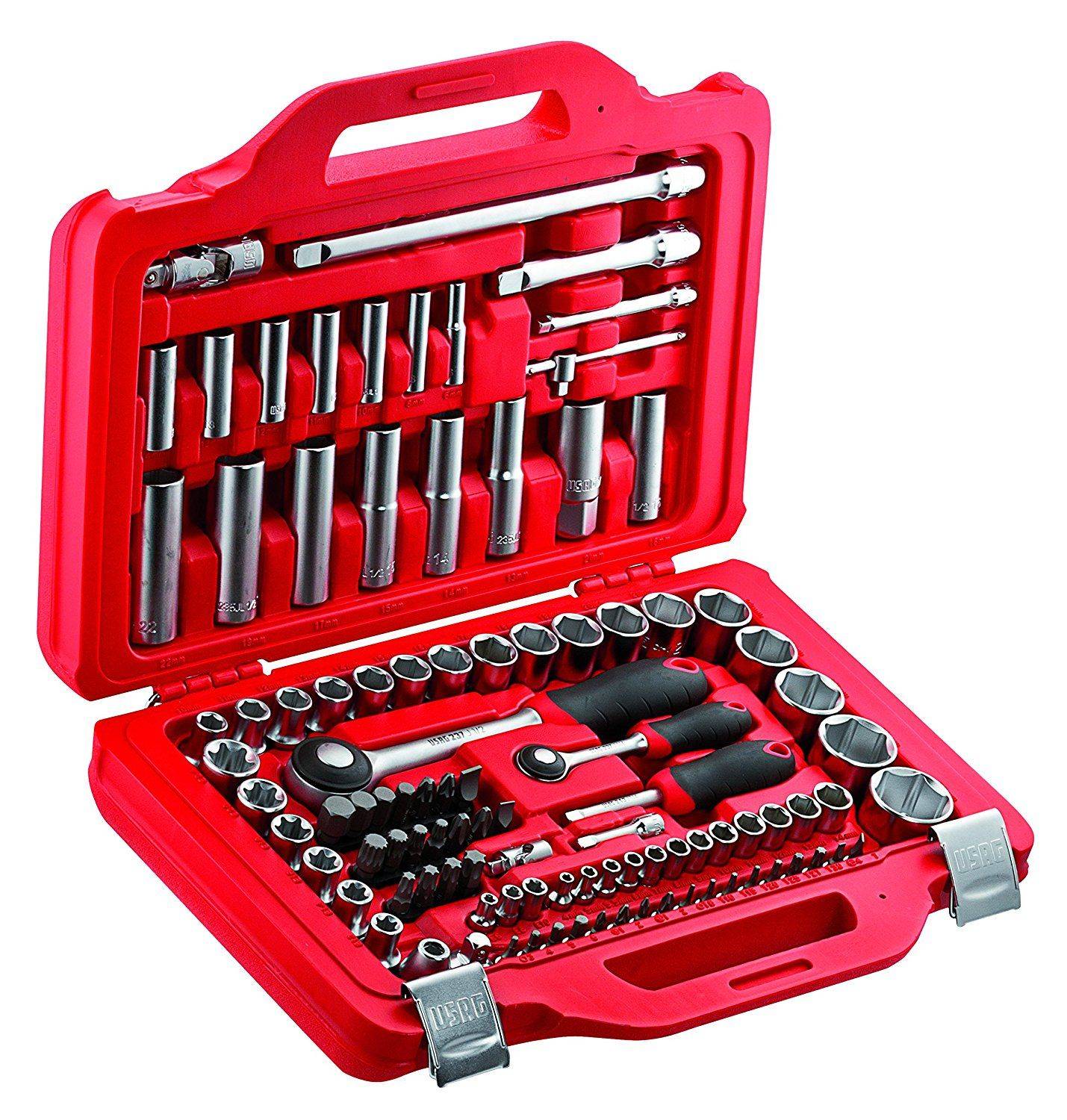 Just Usag 601 1/4-1/2 J100 Cassetta attrezzi con bussole esagonali e torx (100 pz)