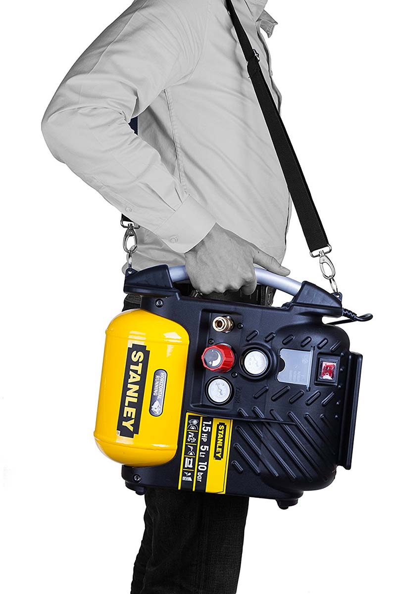 Compressore portatile oilless Stanley DN 200/10/5, 5 litri portatile con tracolla - Image 3