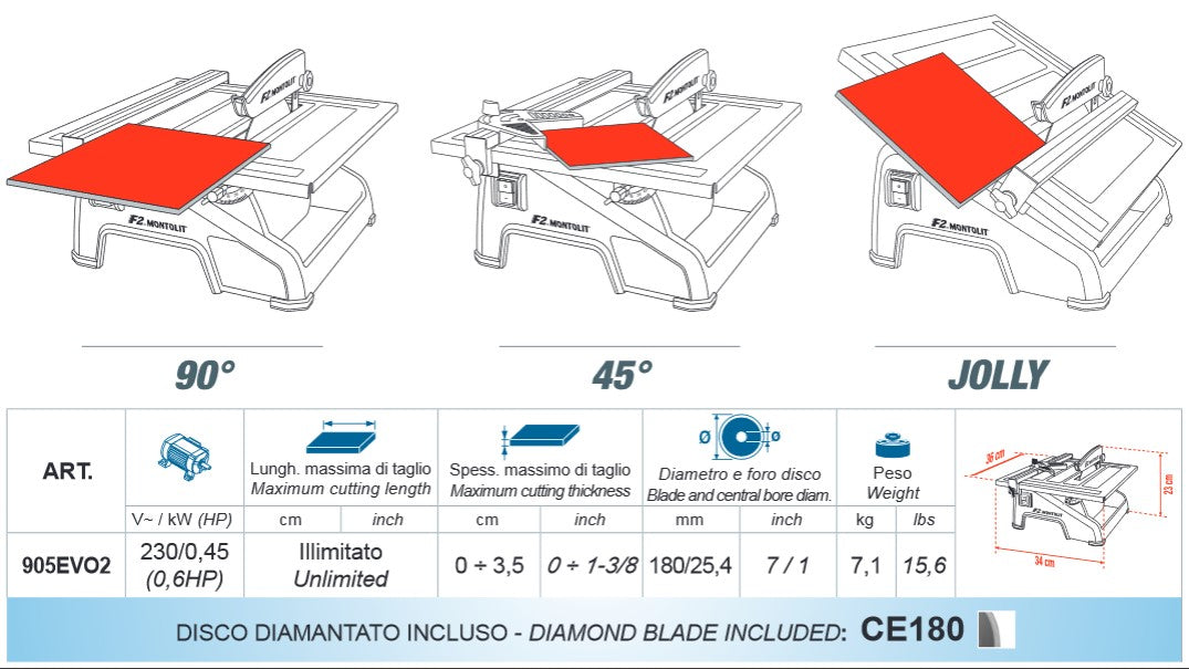MONTOLIT F2 905EVO2 Taglierina Elettrica ad acqua jolly 450W - 230V - Image 3