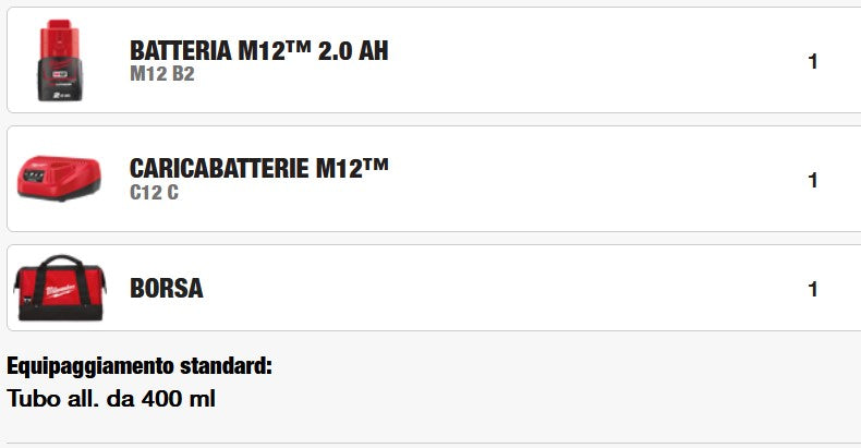 Milwaukee M12 PCG/400A-201B 4933441665 Pistola per silicone con tubo alluminio 400ml 12v - Image 3
