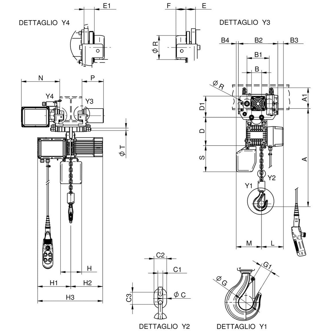 Rwm 500W6CE 7-14 T1 V1 paranco 500KG 400v con carrello elettrico velocit?? di translazione 7 o 14 m/min , catena 6 metri , pulsantiera 4 metri - Image 2