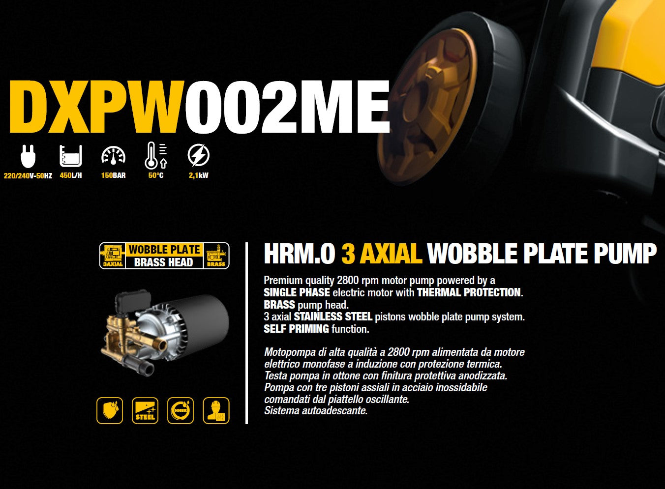DeWALT 15010 Idropulitrice Alta Pressione DXPW002ME (2100 W, 150 bar, 450 lh) - Image 4